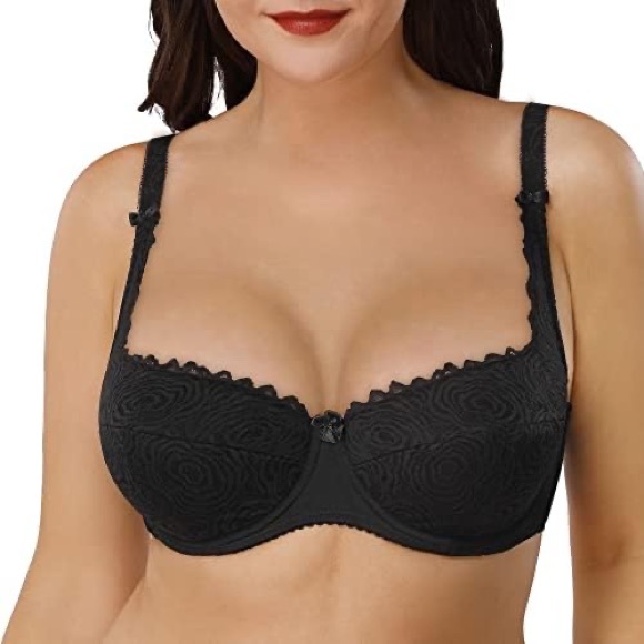 OGET Women Plus Size Push Up Bras Underwire Comfort Lace Bra with Back Support - Picture 1 of 13